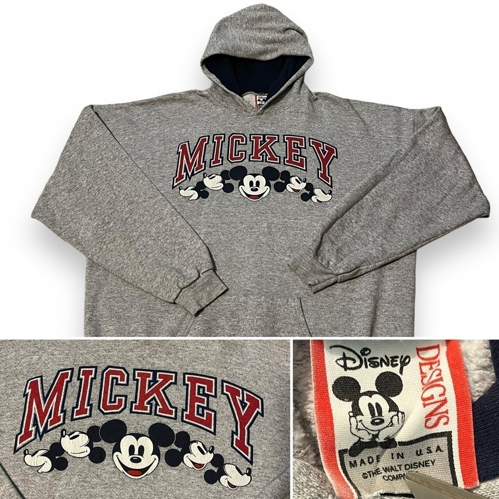 Disney Designs Hoodie Sweatshirt Mickey Mouse Made in USA Unisex XXL Vintage 90s